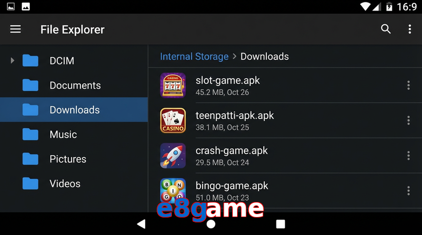 Main screen of E8game gameapk page for PK players